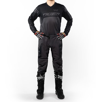 Traje para moto tiger tacing tr 5.5s gris/negro motocross enduro