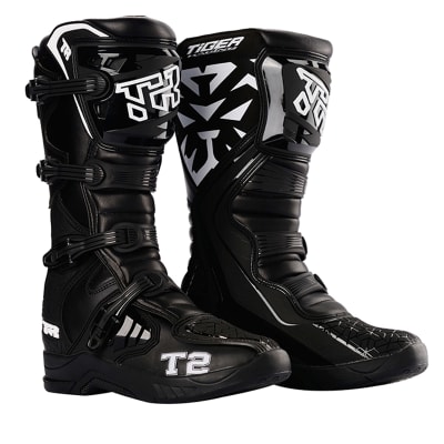 Botas para moto tiger racing t2 negro motocross enduro