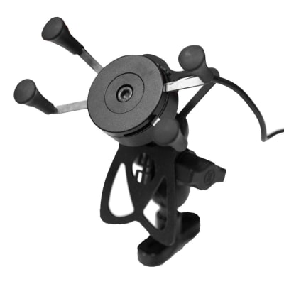 Soporte celular moxi con cargador usb para moto base espejo y volante