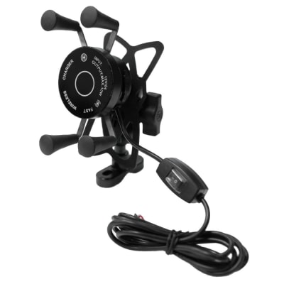 Soporte para celular moto moxi con carga inalambrica y usb base para espejos o tornillos