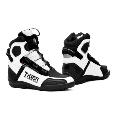 Botas Para Moto tiger racing r1 blanco con caña urbanas1