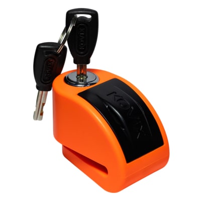 Candado disco moto kovix con alarma kt6-fo naranjo