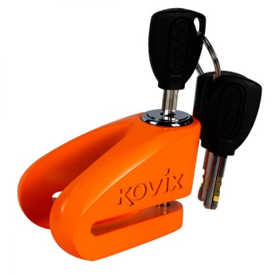 Candado disco moto kovix kvz1 naranjo fluor pasador 6mm