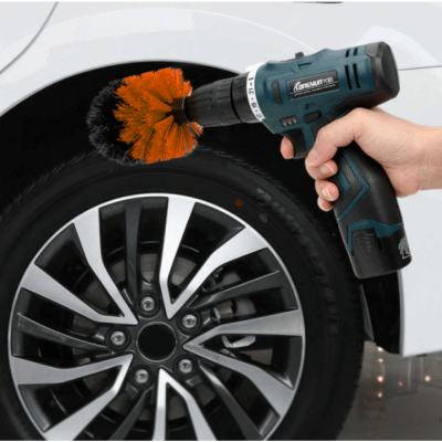 Set de 3 cepillos para taladro electrico para limpieza de superficies hogar y auto moto1