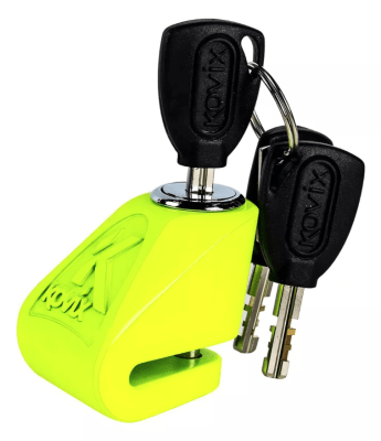 CANDADO DISCO MOTO KOVIX KN1 VERDE FLUOR PASADOR 6MM