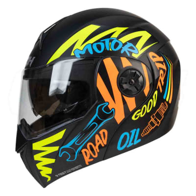Casco moto ich 3110 abatible motor nj.n con sun visor certificación dot