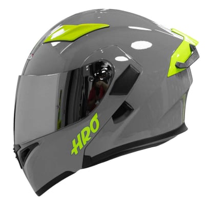 Casco Moto Hro 3400dv solid gris brillo Abatible Sun Visor Certificación Dot
