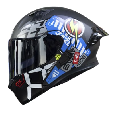 Casco moto ich 3120 cbrpnk az abatible con sun visor certificación dot1