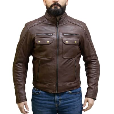 Chaqueta para moto armad gear neon cuero