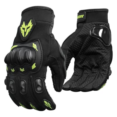 Guantes para moto jiaspeed st01 verde con protecciones