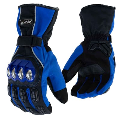 Guantes para moto largos madbike mad15s con protecciones touch invierno az