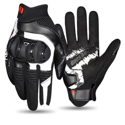 Guantes para moto ones again mg30 negro blanco con protecciones touch1