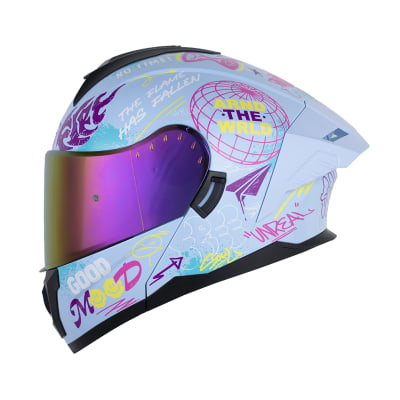 Casco moto hro 3480dv evo bll sht az.b fc abatible con sun visor dot1