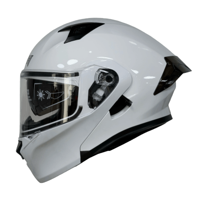 Casco moto ich 3120 solid blanco abatible con sun visor certificación dot 3cv