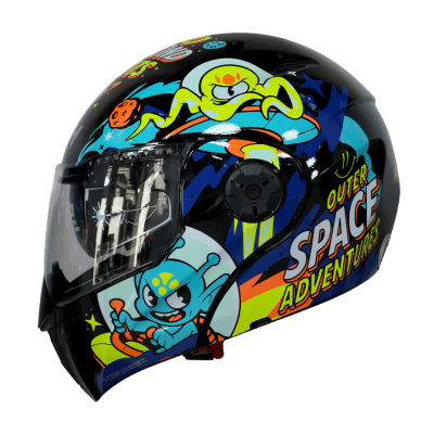 Casco moto ich 3110 jr astro fight az abatible con sun visor certificación dot