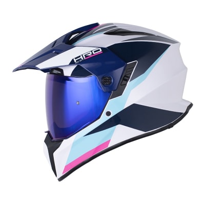 Casco moto hro mx-340dv long bl.b az multipropósito sun visor1