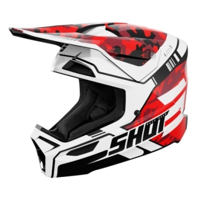 Casco moto shot furious kid flash red glossy motocross enduro niño