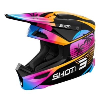 Casco moto shot furious kid miami orange glossy motocross enduro niño