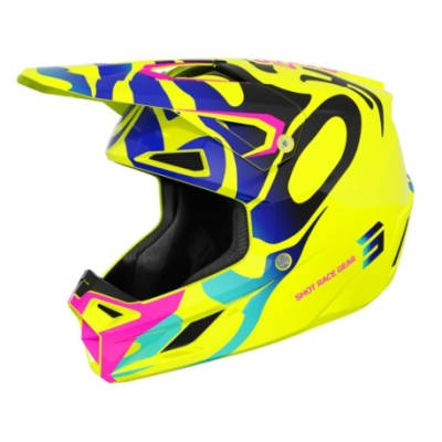Casco moto shot speed kid ghost neon yellow glossy motocross enduro