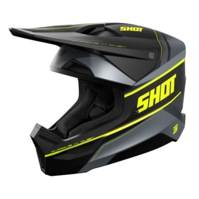 Casco moto shot furious dust neon yellow matt motocross enduro