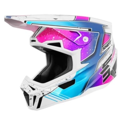 Casco moto shot lite racing white pink pearly motocross enduro