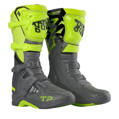 Botas para moto tiger racing t2 amarillo fluor motocross enduro1