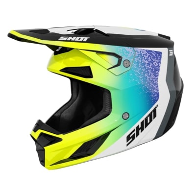 Casco moto shot speed hybrid neon yellow glossy motocross enduro