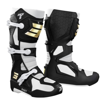 Botas moto shot race 6 black white gold motocross enduro1