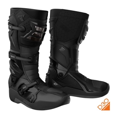 Botas moto shot race 8 black chrome con D3O motocross enduro1