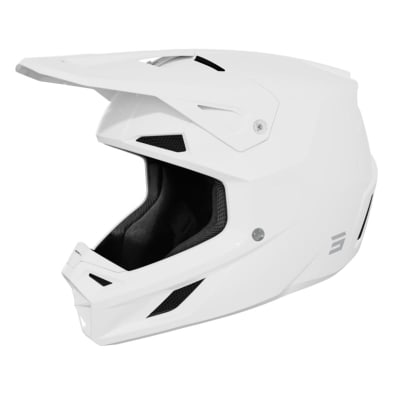 Casco moto shot speed solid white glossy motocross enduro