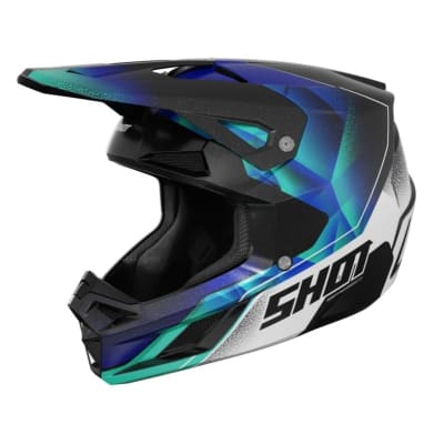 Casco moto shot speed kid olymp blue pearly motocross enduro niño