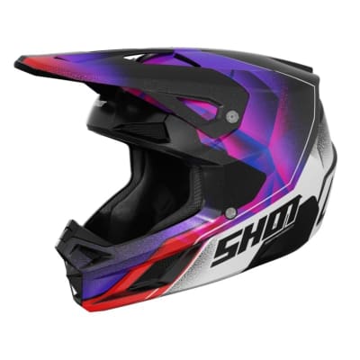 Casco moto shot speed kid olymp purple pearly motocross enduro niño