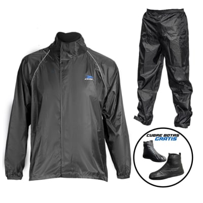Traje impermeable xone x-316w 3 piezas para moto polyester negro1