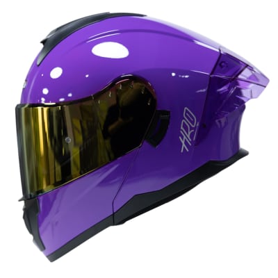Casco moto hro 3480dv solid mr brillo abatible con sun visor dot