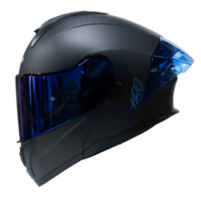 Casco moto hro 3480dv evo solid n.m az abatible con sun visor dot1