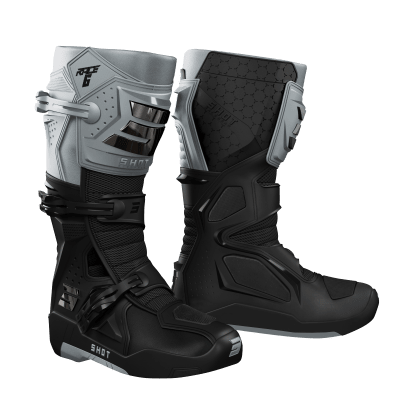 Botas moto shot race 6 black grey chrome motocross enduro