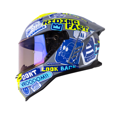 Casco moto shaft sh-598 randomizer gr.os az integral sun visor