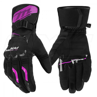 Guantes para moto largos madbike mad65 mujer con protecciones touch invierno negro rosa1