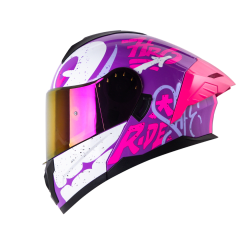 Casco moto hro 3480dv letter face mr fc abatible con sun visor dot