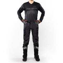 Traje para moto tiger tacing tr 5.5s gris/negro motocross enduro