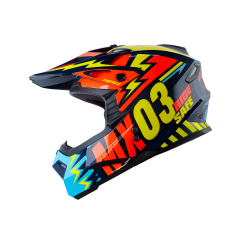 Casco moto hro MX03 Scribble az.os nj.n enduro motocross offroad