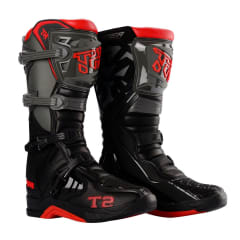 Botas para moto tiger racing t2 ng/rojo fluor motocross enduro