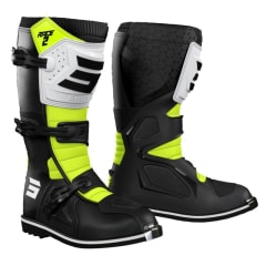 Botas moto shot race 2 kid black white yellow motocross enduro para niño