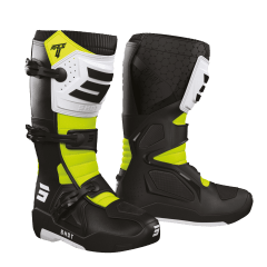 Botas moto shot race 4 black white neon yellow motocross enduro
