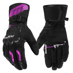 Guantes para moto largos madbike mad65 mujer con protecciones touch invierno negro rosa
