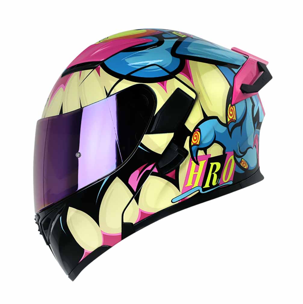 Casco Moto Hro 3400dv bad bunny rosa brillo Abatible Sun Visor Certificación Dot1