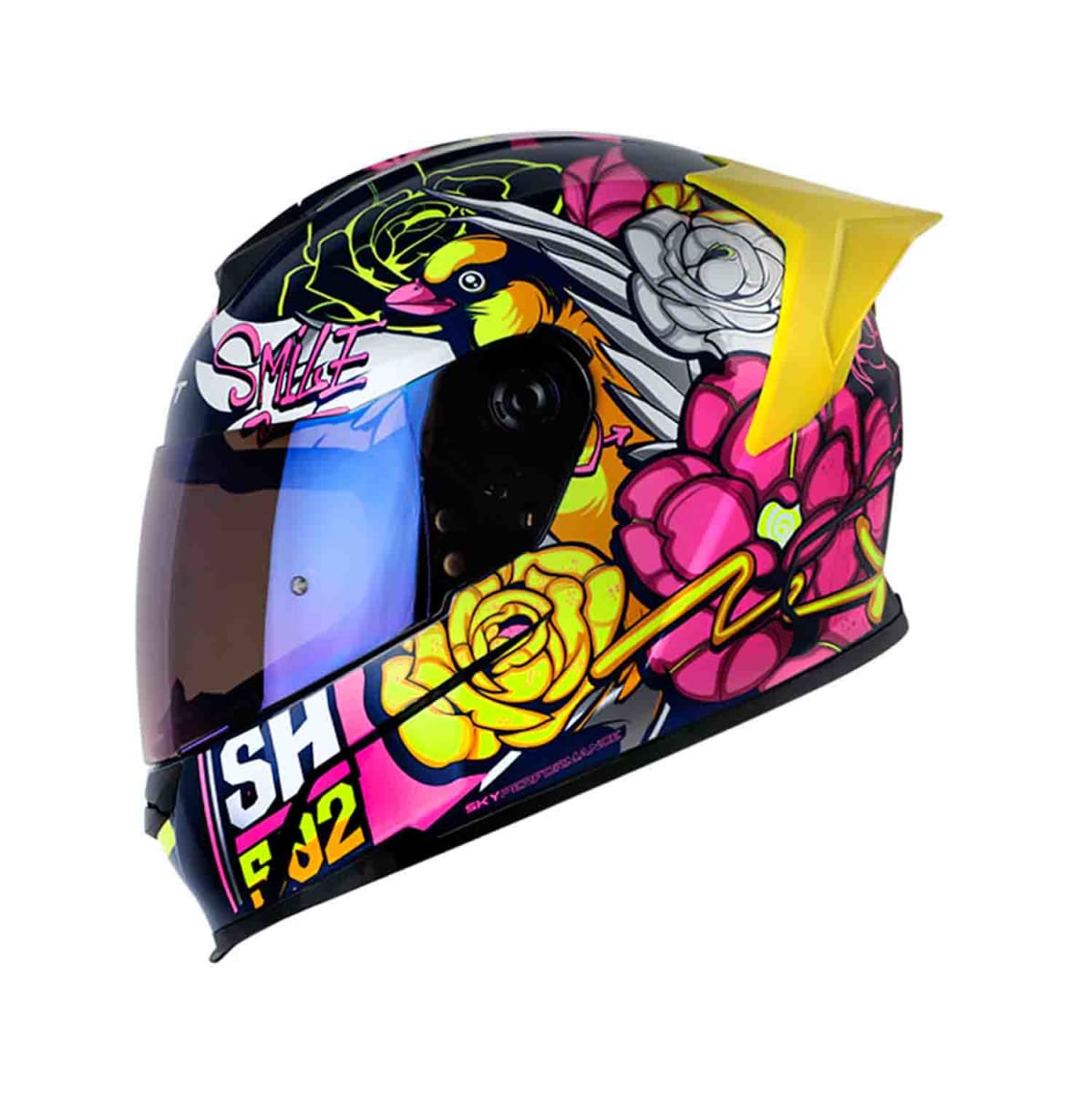 casco moto shaft 502sp flower az.os brillo am.n ir.az integral1