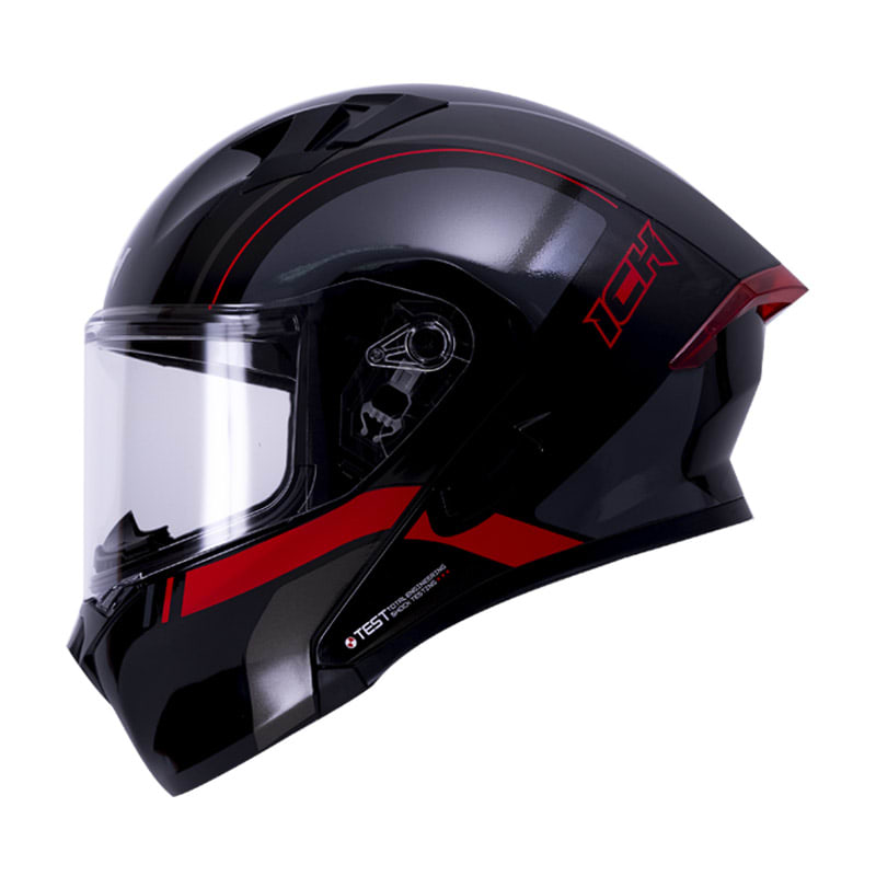 Casco moto ich 3120 clear rj abatible con sun visor certificación dot 3cv1