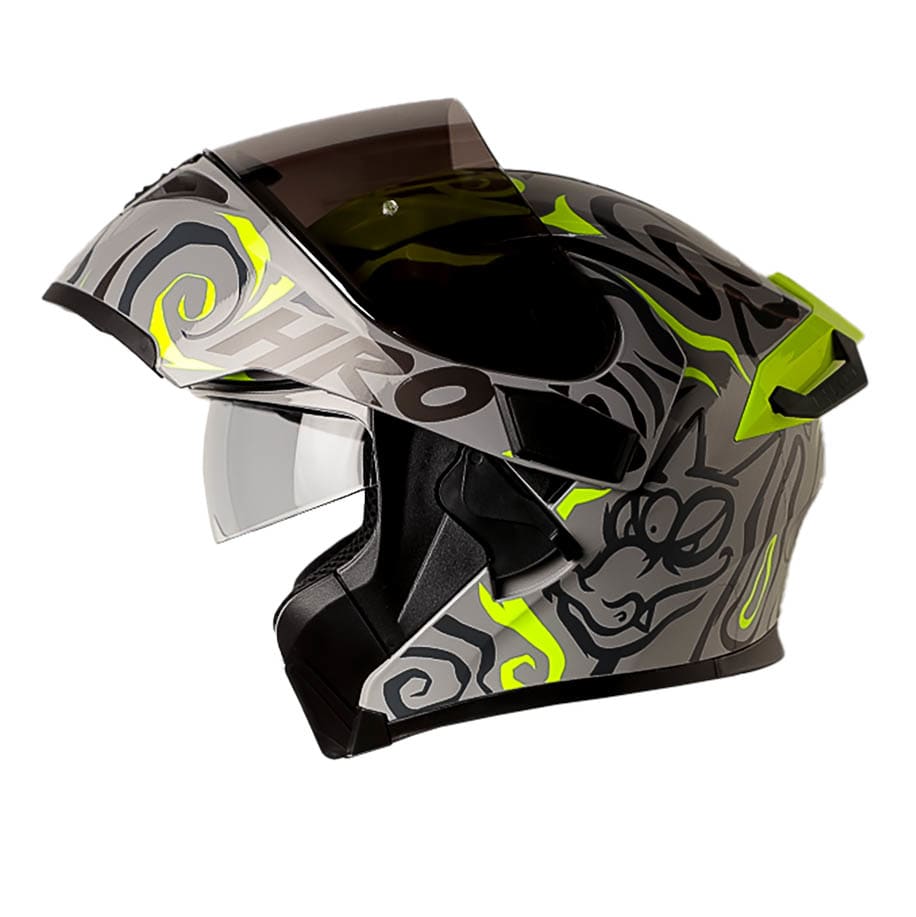 Casco Moto Hro 3400dv randomer gris Abatible Sun Visor Certificación Dot2