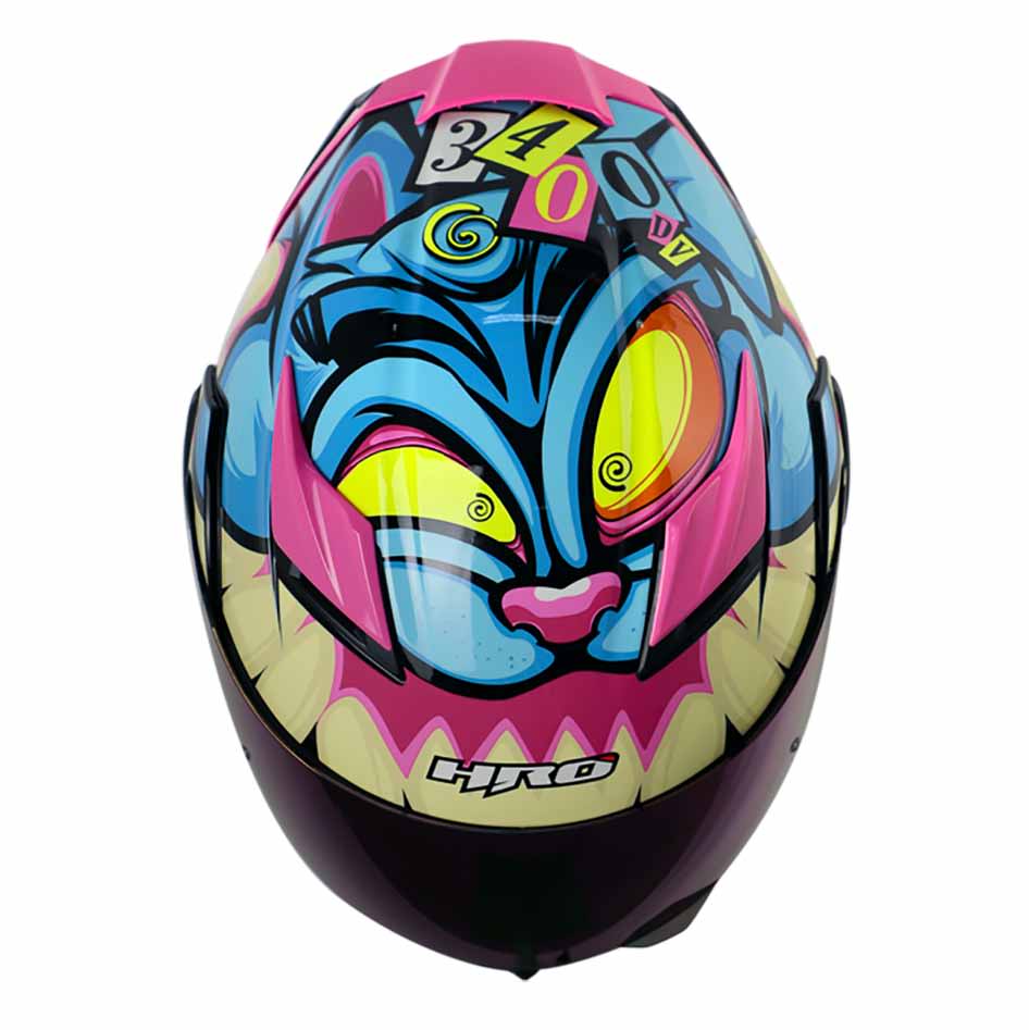 Casco Moto Hro 3400dv bad bunny rosa brillo Abatible Sun Visor Certificación Dot2